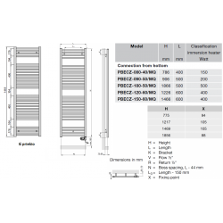 Elektrinis rankšluosčių džiovintuvas Aura 80x40, 90x50, 120x50, 120x60, 150x60 chromuotas