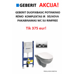 Akcija! Geberit Duofix Basic potinkinis rėmas ir Selnova pakabinamas klozetas