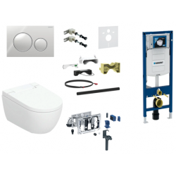 Geberit AquaClean Alba Comfort komplektas su Duofix Sigma WC instaliacine sistema, Sigma 20 Roud mygtuku, matinė juoda spalva