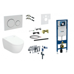 Geberit AquaClean Alba Comfort komplektas su Duofix Sigma WC instaliacine sistema, Sigma 20 Roud mygtuku, matinė juoda spalva