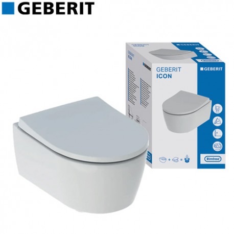 Унитаз подвесной безободковый Geberit Icon Rimfree с сиденьем микролифт